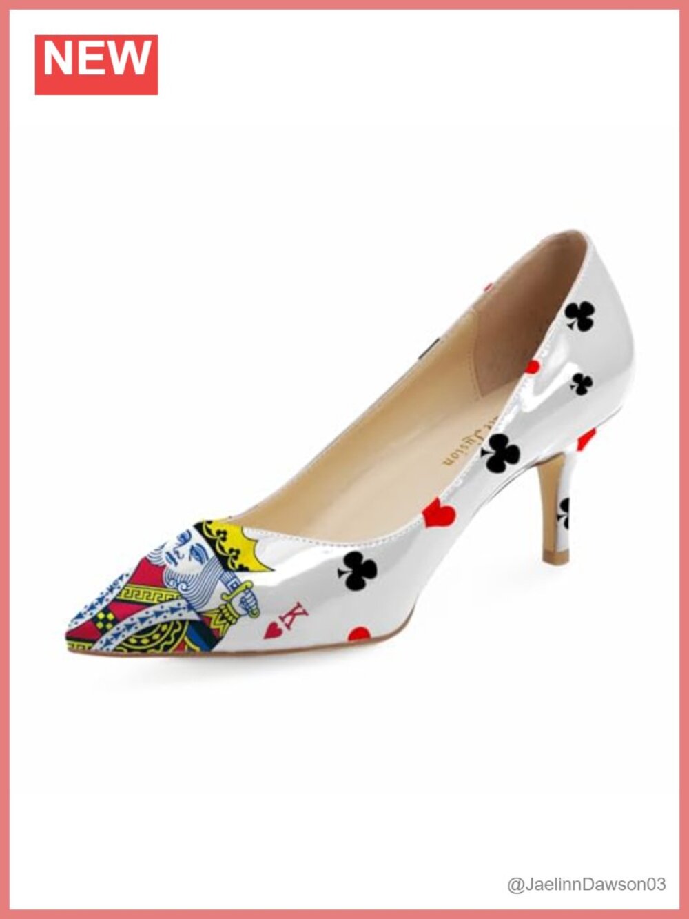 Faux Leather Kitten Heel Pumps with Music Note Print Closed Toe Slip On